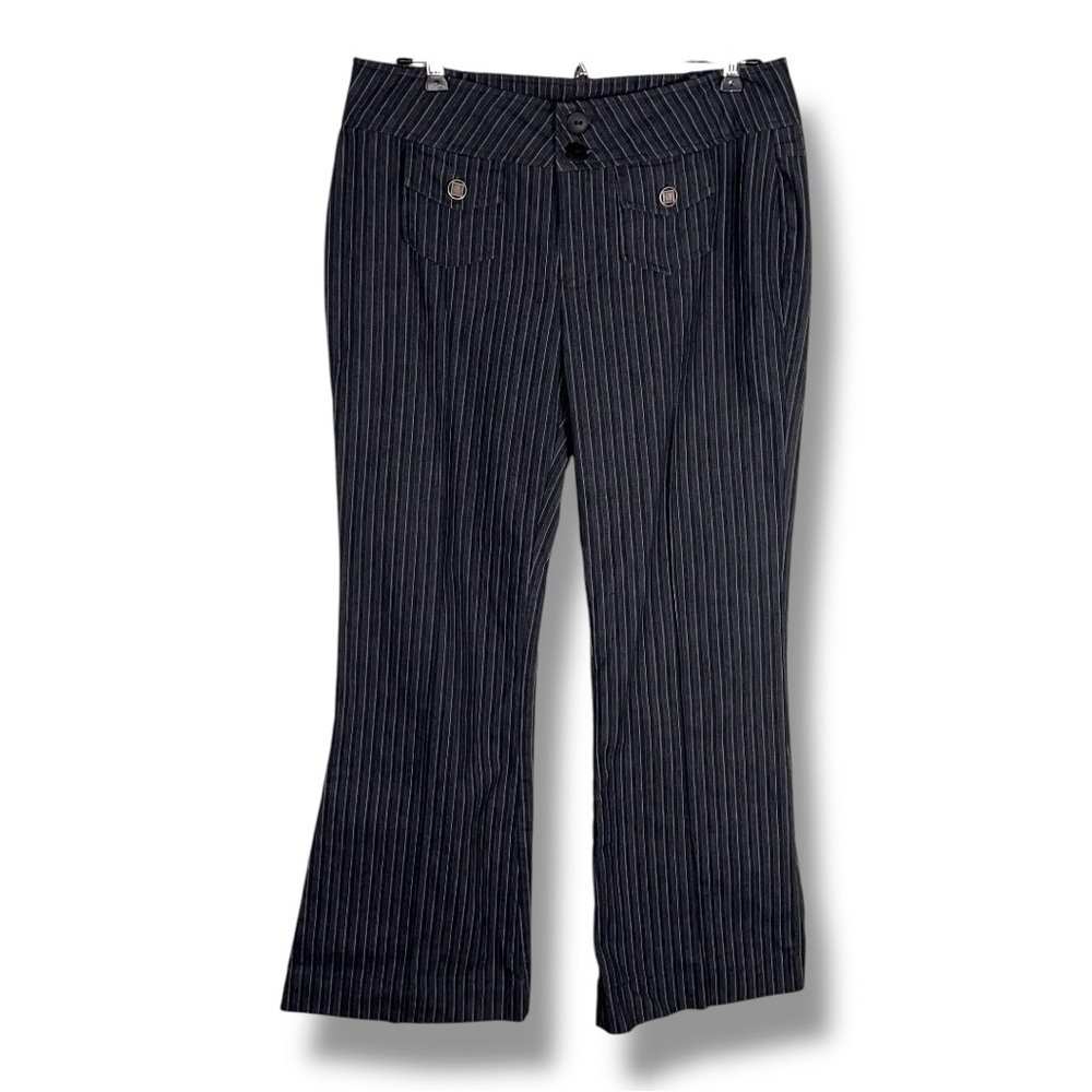 Vintage Y2K Era Rampage Size 9 Dark Blue/Grey Striped Flare Pants Juniors